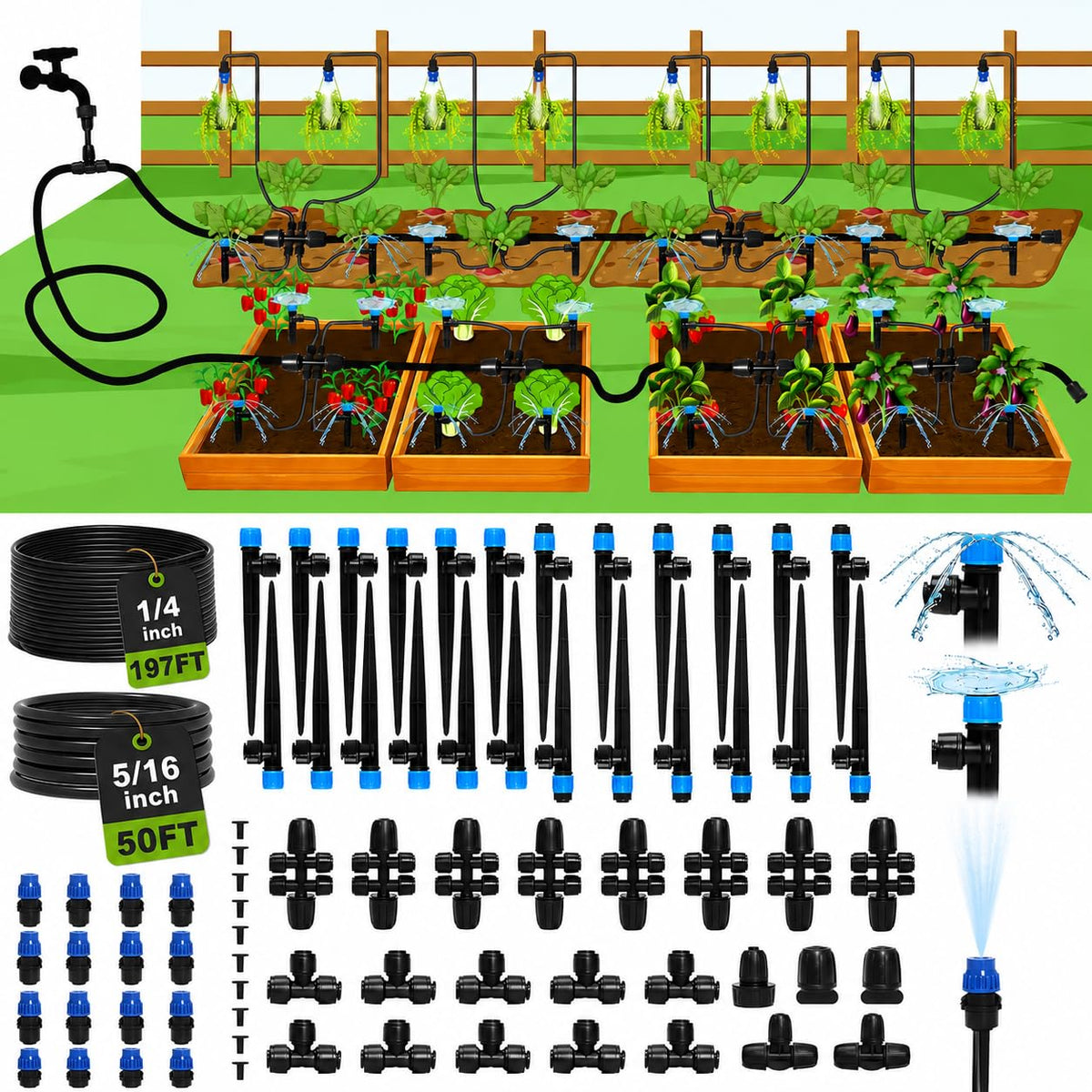 Drip Irrigation System Kit for Garden Watering