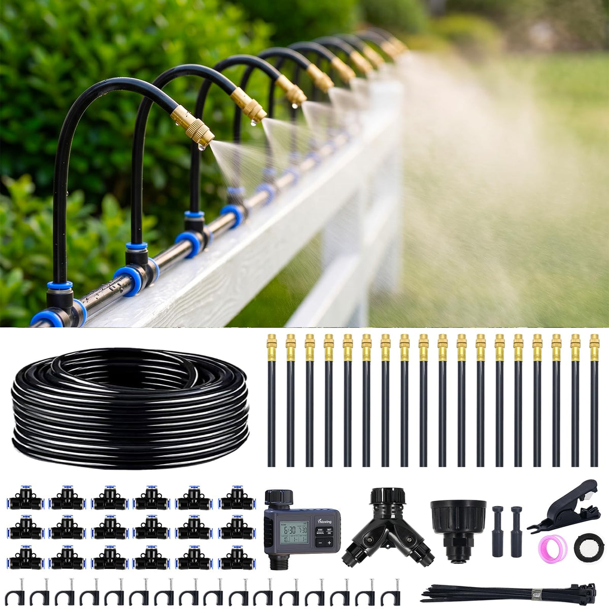 100FT Drip Irrigation System with Smart Water Timer