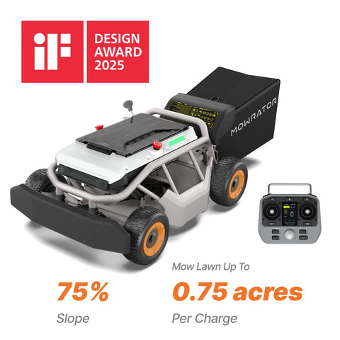Mowrator S1 4WD 75% Slope Remote Control Lawn Mower with Leaf Shredding Vacuum