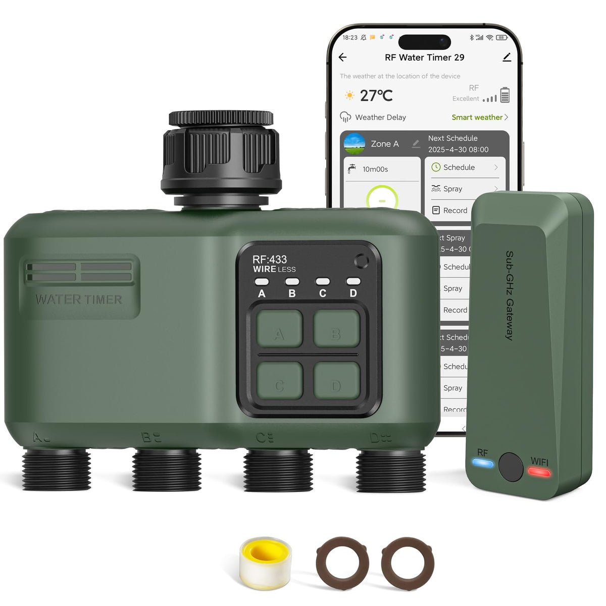 Water Timer 4 Zone for Garden Hose