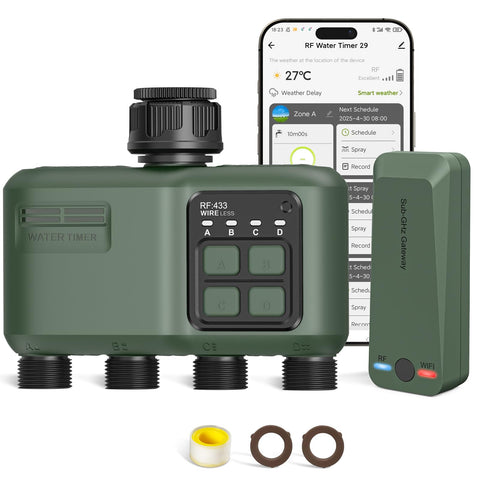 Water Timer 4 Zone for Garden Hose