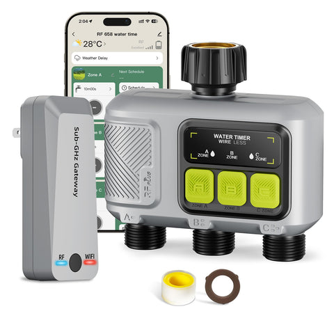 Water Timer 3 Outlet for Garden Hose, APP/Voice Control