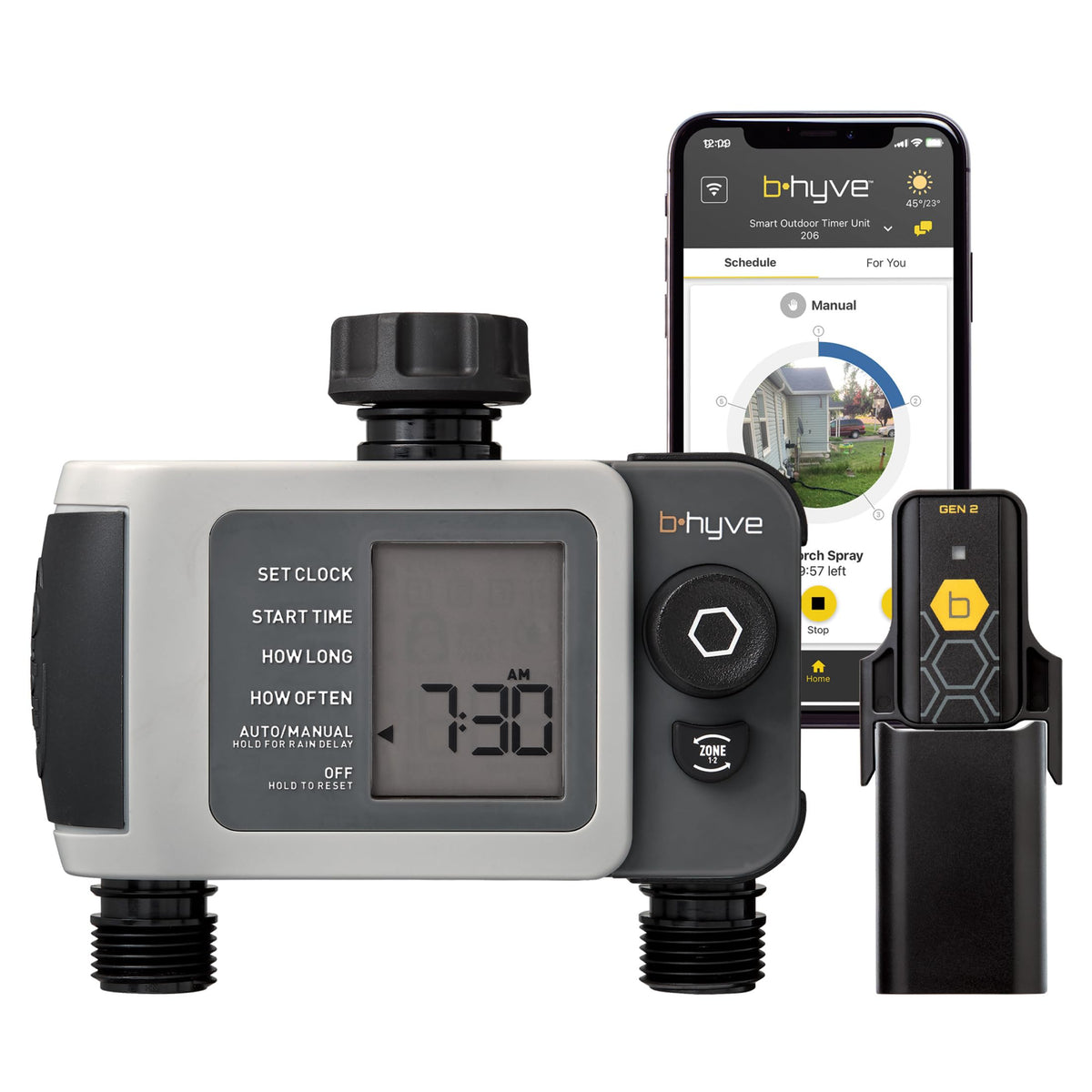 B-hyve XD 2-Port Smart Hose Watering Timer with Wi-Fi Hub