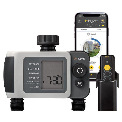 B-hyve XD 2-Port Smart Hose Watering Timer with Wi-Fi Hub