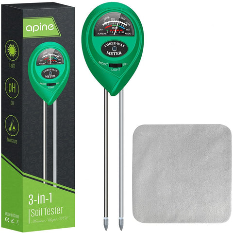 apine Soil Moisture Meter, 3 in 1 Soil pH Tester