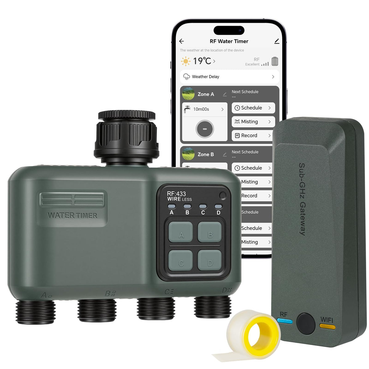 Water Timer for Garden Hose, Sprinkler Timer 4 Zone