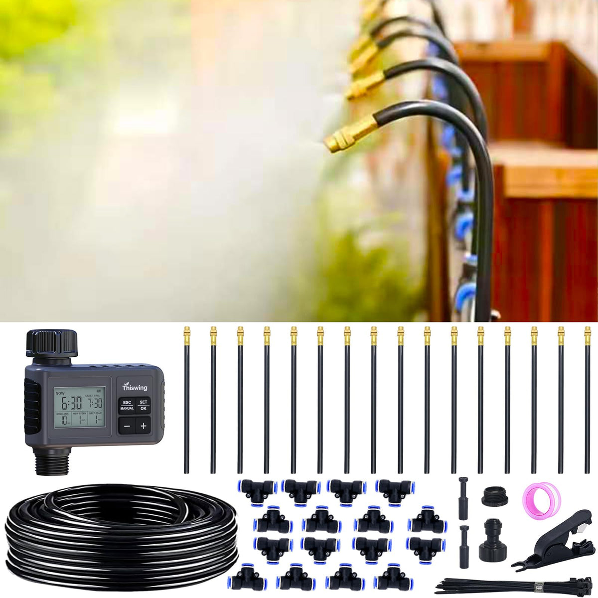 360° Adjustable Drip Irrigation System with 16 Nozzles &