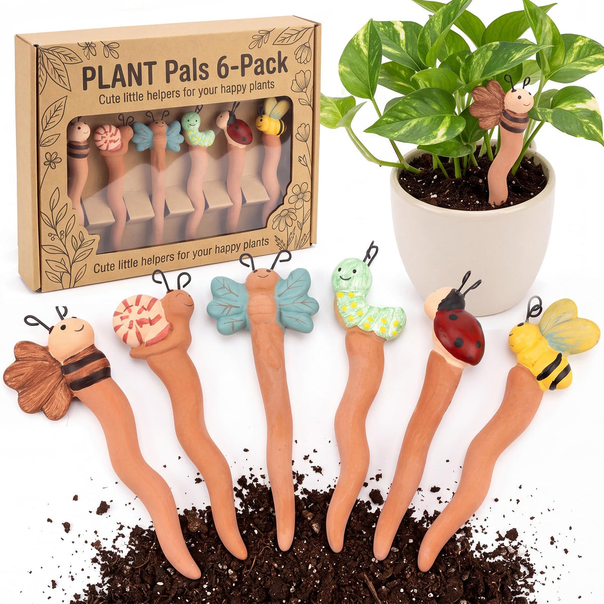 6 Pack Ceramic Soil Moisture Sensor Cute Insect Plant Water