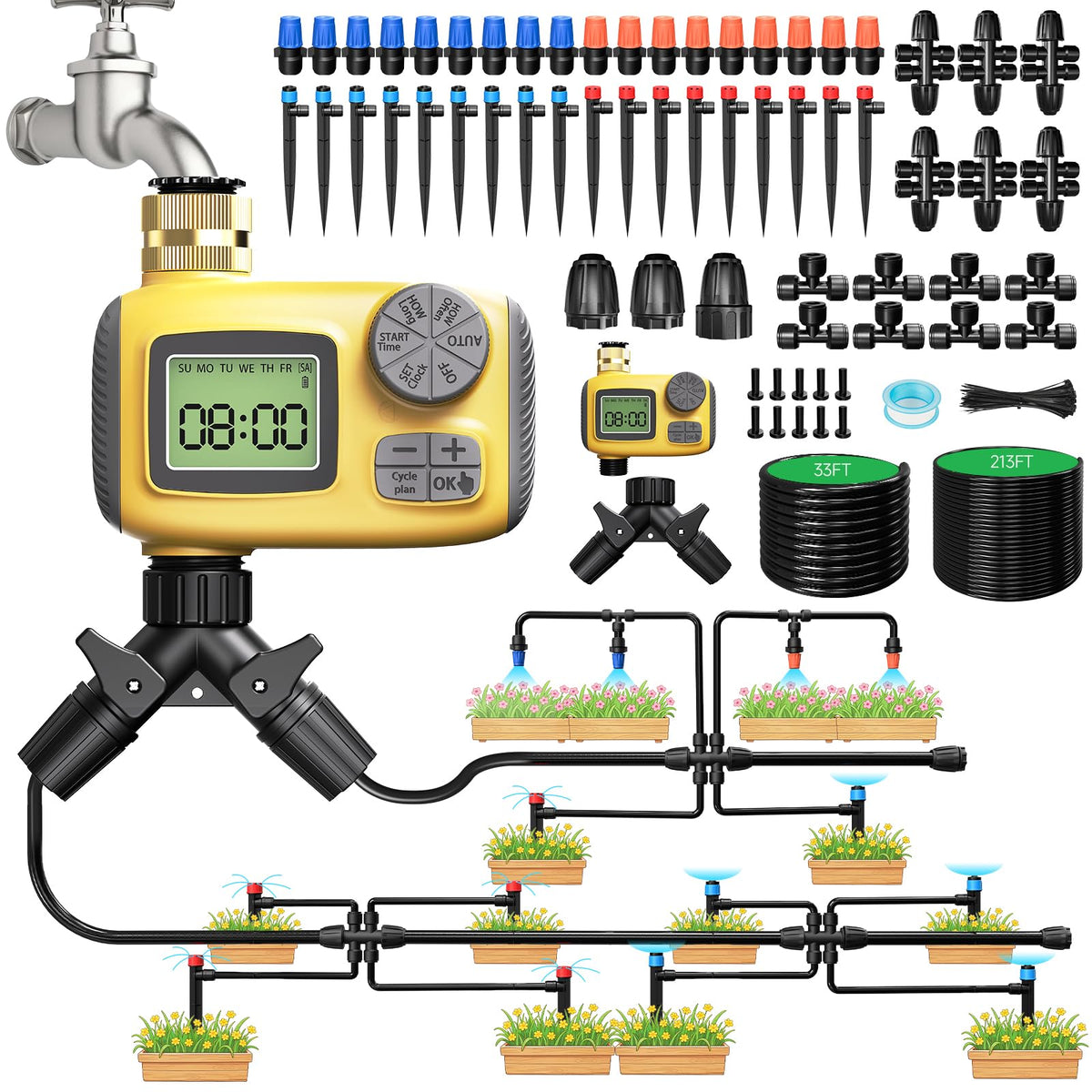 246FT Drip Irrigation System with LCD Timer