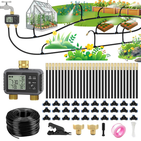 120FT Drip Irrigation System with Smart Water Timer
