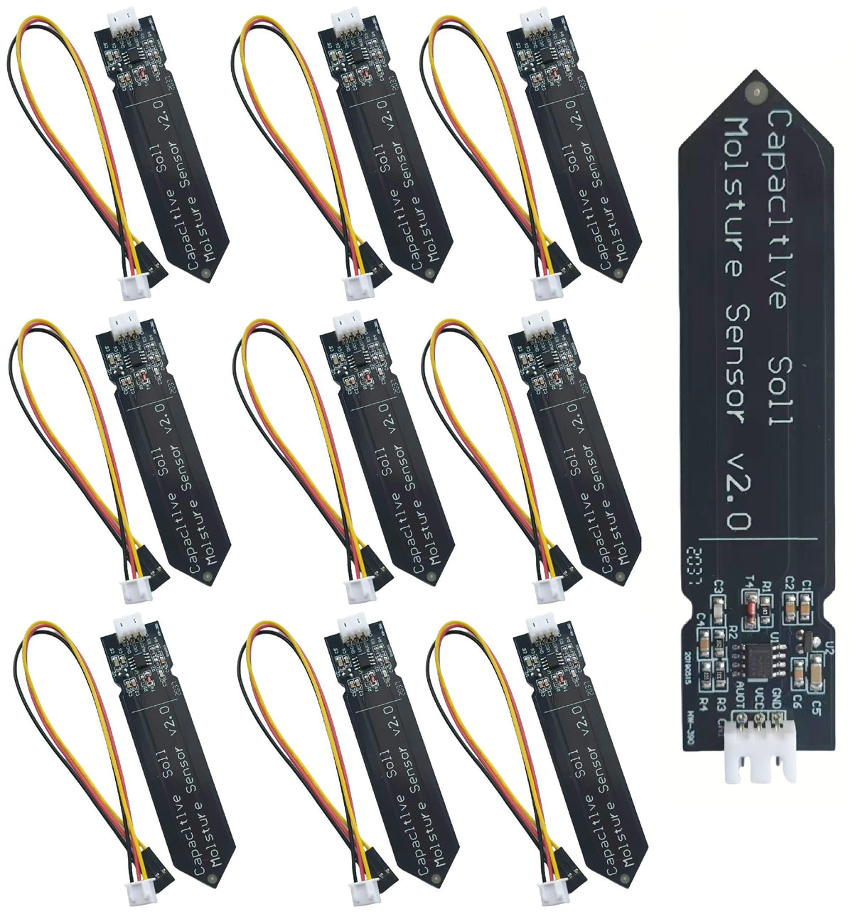 10Pcs 3.3V Capacitive Soil Moisture Sensor Module