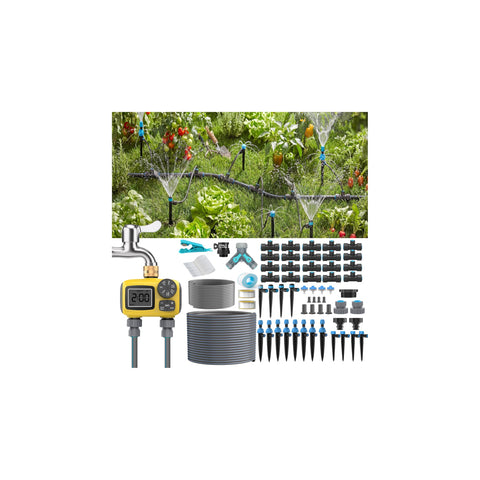 150FT Drip Irrigation System Kit with 2 Zone Water Timer