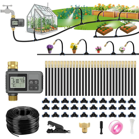 120FT Drip Irrigation System with Smart Water Timer